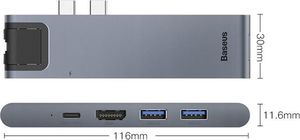 Stacja/replikator Baseus Enjoyment 7w1 MacBook (CAHUB-L0G) 15