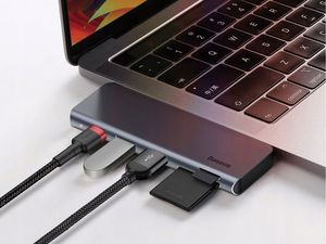 HUB USB Baseus Harmonica 5-in-1 HUB Adapter 1x SD 1x USB-C 1x microSD  + 2x USB-A 3.0 (6953156285460) 8