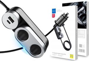 Ładowarka Rock Ładowarka samochodowa Rock Car Cigarette rozdzielacz USB czarna uniwersalny 11