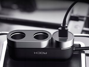 Ładowarka Rock Ładowarka samochodowa Rock Car Cigarette rozdzielacz USB czarna uniwersalny 9