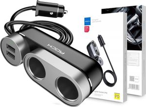 Ładowarka Rock Ładowarka samochodowa Rock Car Cigarette rozdzielacz USB czarna uniwersalny 10