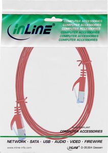 InLine Patchcord InLine® płaski, U / FTP, kat. 6A, czaerwony, 3m 2
