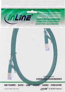 InLine Patchcord InLine® płaski, U / FTP, kat. 6A, zielony, 3m 2