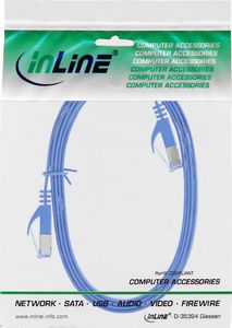 InLine Patchcord InLine® płaski, U / FTP, kat. 6A, niebieski, 3m 2