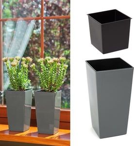 Lamela Doniczka Finezja z wkładem połysk Antracyt 14x14 H:26 2