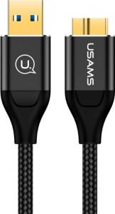Kabel USB Usams pleciony U19 USB 3.0 micro USB B do dysku zewnętrznego 2m czarny/black SJ273USB01 (US-SJ273) 1