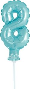 GoDan Balon 13cm foliowy na patyku "8" błękitna 1