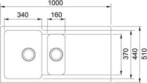 Zlewozmywak Franke Zlewozmywak 1,5-komorowy OID 651 z ociekaczem 100 x 51cm onyx (114.0286.461) 2