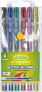 Cricco Długopisy żelowe brokatowe 6 kolorów CRICCO 1