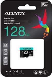 Karta ADATA Premier Pro MicroSDXC 128 GB Class 10 UHS-I/U3 A2 V30 (AUSDX128GUI3V30SA2-RA1) 1
