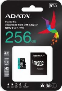 Karta ADATA Premier Pro MicroSDXC 256 GB Class 10 UHS-I/U3 A2 V30 (AUSDX256GUI3V30SA2-RA1) 1