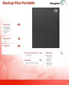 Dysk zewnętrzny HDD Seagate HDD Backup Plus Portable 5 TB Czarny (STHP5000400) 2