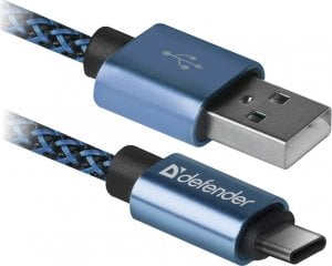 Kabel USB Defender USB-A - USB-C 1 m Niebieski (87817) 1
