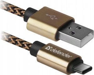 Kabel USB Defender USB-A - USB-C 1 m Złoty (87812) 1