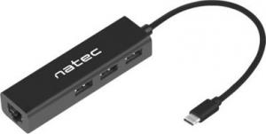 HUB USB Natec 1x RJ-45  + 3x USB-A 2.0 (NHU-1451) 1