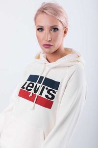 Levi`s GRAPHIC SPORT HOODIE 0001 SPORTSWEAR HOODIE MARSHMALLOW - XS - damskie - kremowy/beżowy 2