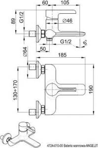 Bateria wannowa KFA Angelit ścienne chrom (4724-010-00) 2