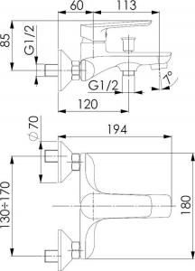 Bateria wannowa KFA Tanzanit ścienne chrom (5024-010-00) 2