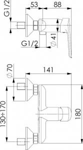 Bateria prysznicowa KFA Tanzanit chrom (5026-010-00) 2