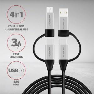 Kabel USB Axagon 4in1 Cab. USB-C/Micro USB<->USB-C/USB-A. 2m (BUCMM-CAM20) 2