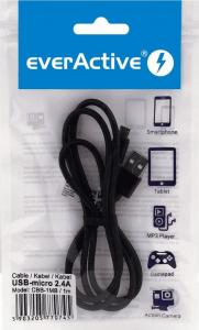 Kabel USB EverActive USB-A - microUSB 1 m Czarny (CBB-1MB) 2
