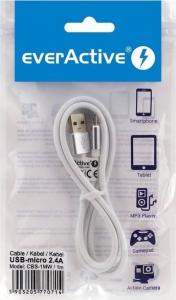 Kabel USB EverActive USB-A - microUSB 1 m Biały (CBS-1MW) 2