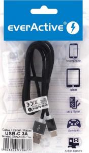 Kabel USB EverActive USB-A - USB-C 1 m Czarny (CBS-1CB) 2