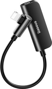Adapter USB Baseus Baseus Audio Converter L50s Adapter Przejściówka Ze Złącza Lightning (boczny Wtyk) Na Port Lightning + Gniazdo Słuchawkowe Mini Jack 3.5mm Czarny (cal 1