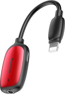 Adapter USB Baseus Baseus Audio Converter L51 Adapter Hub Przejściówka Ze Złącza Lightning Na 2x Lightning I Gniazdo Słuchawkowe Mini Jack 3.5mm Czerwony (call51-91) 1