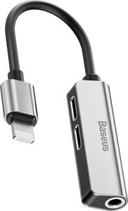 Adapter USB Baseus L52 Lightning - Jack 3.5mm + Lightning x2 Srebrny  (CALL52-S1) 1