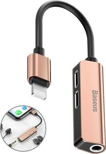 Adapter USB Baseus L52 Lightning - Jack 3.5mm + Lightning x2 Złoty  (BRA008289) 1