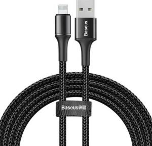 Kabel USB Baseus Halo Data Cable Podświetlany Nylonowy Kabel Przewód Usb Lightning Z Diodą Led 2.4a 0.5m Czarny (calgh-a01) 1
