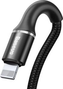 Kabel USB Baseus Halo Data Cable Podświetlany Nylonowy Kabel Przewód Usb Lightning Z Diodą Led 2.4a 0.5m Czarny (calgh-a01) 2