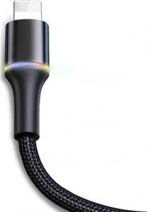 Kabel USB Baseus Halo Data Cable Podświetlany Nylonowy Kabel Przewód Usb Lightning Z Diodą Led 2.4a 0.5m Czarny (calgh-a01) 5