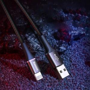 Kabel USB Baseus Halo Data Cable Podświetlany Nylonowy Kabel Przewód Usb Lightning Z Diodą Led 2.4a 0.5m Czarny (calgh-a01) 7