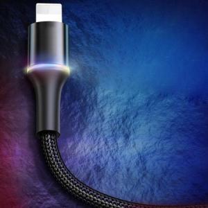 Kabel USB Baseus Halo Data Cable Podświetlany Nylonowy Kabel Przewód Usb Lightning Z Diodą Led 2.4a 0.5m Czarny (calgh-a01) 8