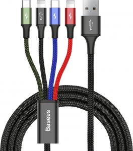 Kabel USB Baseus USB-A - USB-C + microUSB + 2x Lightning 1.2 m Czarny (CA1T4-A01) 1
