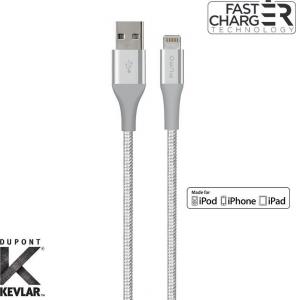 Kabel USB Puro Fabric K2 - Kabel W Oplocie Heavy Duty Usb-a/lightning Mfi 1,2m (silver) 1