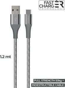 Kabel USB Puro Fabric K2 - Kabel W Oplocie Heavy Duty Usb-a Na Usb-c, 1,2 M (space Grey) 1