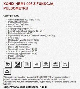 Zegarek Xonix Xonix HRM1-002 - PULSOMETR (zk038c) uniwersalny 8