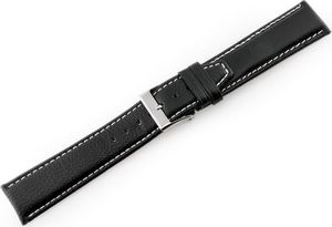 Pacific Pasek skórzany do zegarka W26 - PREMIUM - czarny/białe - 22mm uniwersalny 2