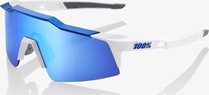 100% Okulary 100% SPEEDCRAFT SL Matte White/Metallic Blue - HiPER Blue Multilayer Mirror Lens (Szkła Niebieskie Lustrzane Wielowarstwowe, przepuszczalność światła 15% + Szkła Przeźroczyste, przepuszczalność światła 93%) (NEW) 1
