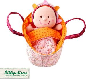 Lilliputiens LILLIPUTIENS Lalka dzidziuś w koszyczku z grzechotką, ubrankiem i kocykiem Eline 9 m+ 1