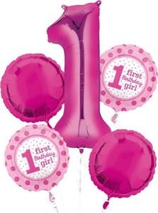 AMSCAN Bukiet balonów foliowych First Birthday Girl - 1 kpl. uniwersalny 1