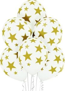 Belball Balony pastelowe białe w gwiazdki - 12" - 6 szt. uniwersalny 1