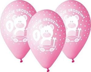 GMR Balony z nadrukiem dla dziewczynki Moje 1 urodziny - 30 cm - 5 szt. uniwersalny 1
