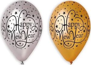 GMR Balony Happy New Year z gwiazdkami - 31 cm - 6 szt. uniwersalny 1