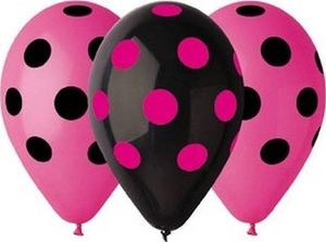 GMR Balony pastelowe różowe i czarne grochy - 30 cm - 5 szt. uniwersalny 1
