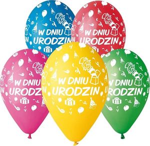 GMR Balony pastelowe mix kolorów W Dniu Urodzin - 33 cm - 5 szt. uniwersalny 1