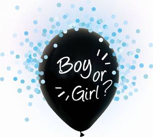 GoDan Balony urodzinowe Boy or Girl z niebieskim konfetti - 30 cm - 4 szt uniwersalny 1